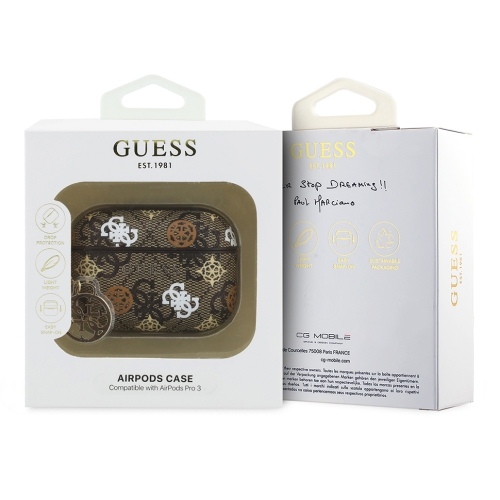 Guess для Airpods Pro 3 чехол PU 4G Colored Peony with 4G Charm Brown