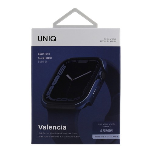 Чехол Uniq Valencia aluminium для Apple Watch 45/44 мм, Cobalt blue