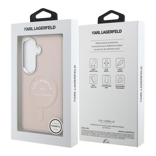 Karl Lagerfeld для Galaxy S26+ чехол PU Smooth leather RSG logo Metal camera Hard Pink (MagSafe)