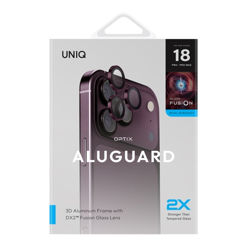Uniq стекло для iPhone 18 Pro/18 Pro Max OPTIX Camera Lens AluGuard Royal Burgundy