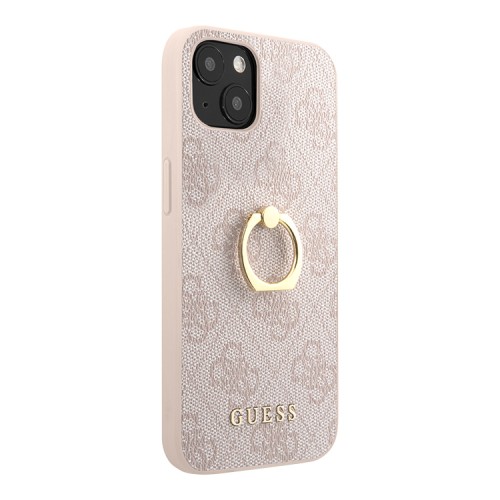 Чехол Guess PU 4G + Ring Hard для iPhone 14, розовый