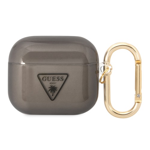 Чехол Guess Translucent Palm Tree с карабином для Airpods 3 (2021), черный