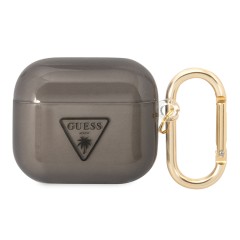 Чехол Guess Translucent Palm Tree с карабином для Airpods 3 (2021), черный