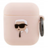 Чехол Lagerfeld Silicone case with ring NFT 3D Karl для Airpods 1/2, розовый