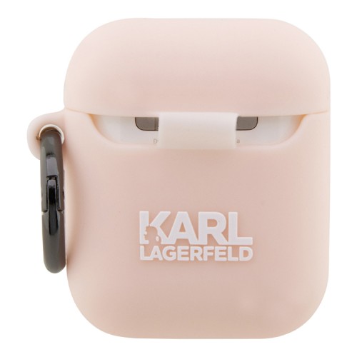 Чехол Lagerfeld Silicone case with ring NFT 3D Karl для Airpods 1/2, розовый