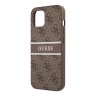 Чехол Guess 4G Stripe printed logo Hard для iPhone 14 Plus, коричневый