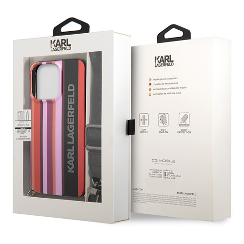 Чехол Lagerfeld Crossbody PC/TPU Color stripes with Strap Hard для iPhone 13 Pro, розовый