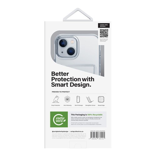 Uniq для iPhone 15 чехол Air Fender ID (cardslot) Clear