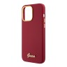 Guess для iPhone 15 Pro Max чехол Liquid silicone Gold metal logo & Camera frame Hard Magenta
