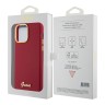 Guess для iPhone 15 Pro Max чехол Liquid silicone Gold metal logo & Camera frame Hard Magenta