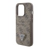 Guess для iPhone 15 Pro чехол PU 4G Double cardslot Triangle metal logo Hard Brown