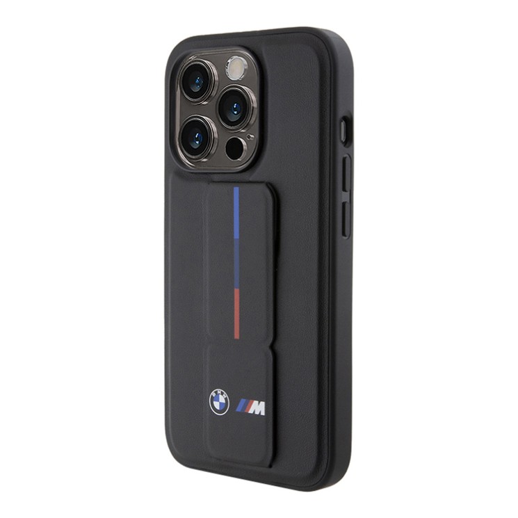 BMW для iPhone 15 Pro чехол GripStand M-Collection PU Tricolor Hard Black