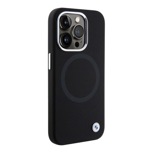 BMW для iPhone 15 Pro чехол Signature Liquid silicone Laser Ring Hard Black (MagSafe)