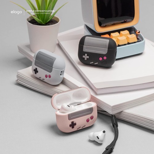 Elago для AirPods Pro 2 (all) чехол Unique AW5 Game console with Round strap Light Grey