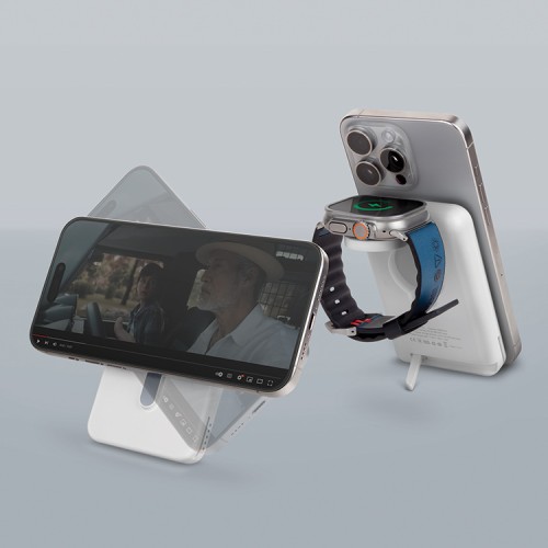 EnergEA АКБ Bazic GoMag FLEX 10K, 10000W MagSafe 15W Removable +Apple Watch +Airpods wireless White