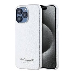 Karl Lagerfeld для iPhone 15 Pro чехол PU Full Wrapped Grained leather & Metal Camera Hard Grey