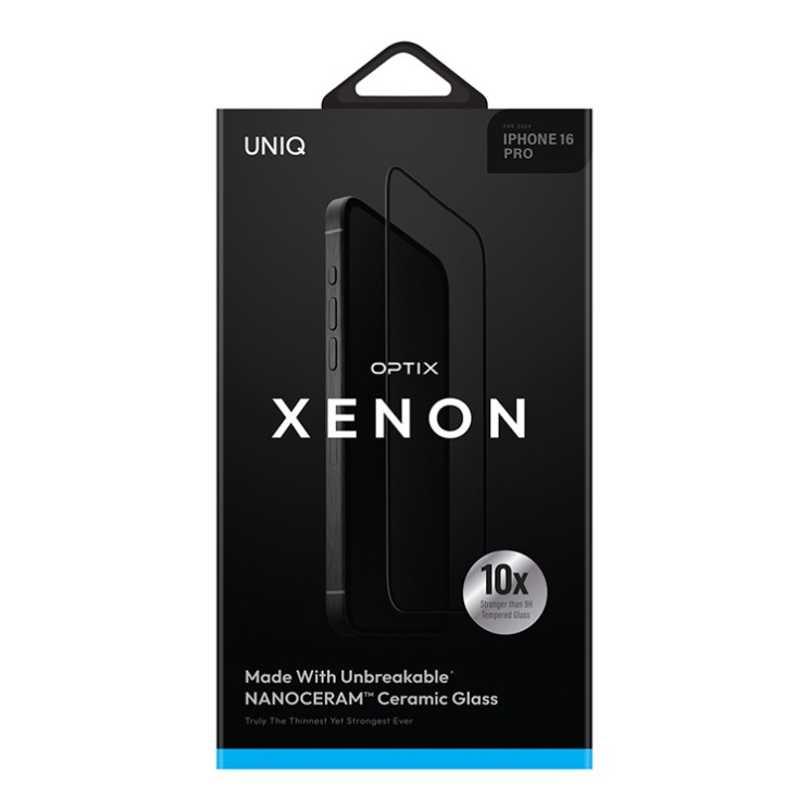Uniq стекло для iPhone 16 Pro OPTIX XENON Nanoceramic Clear/Black (+installer)