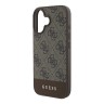 Guess для iPhone 16 чехол PU кожа 4G Bottom stripe Metal logo Brown