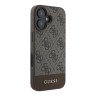 Guess для iPhone 16 чехол PU кожа 4G Bottom stripe Metal logo Brown