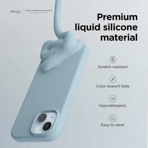 Elago для iPhone 15 чехол Soft silicone (Liquid) Sky Blue