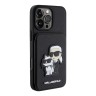 Karl Lagerfeld для iPhone 16 Pro чехол Cardslot Stand PU Saffiano NFT Karl & Choupette Hard Black
