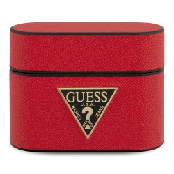 Чехол Guess Saffiano PU leather case with metal logo для Airpods Pro, красный