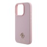 Guess для iPhone 16 Pro чехол PU Grained leather Small 4G metal logo Hard Pink (MagSafe)