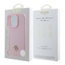 Guess для iPhone 16 Pro чехол PU Grained leather Small 4G metal logo Hard Pink (MagSafe)