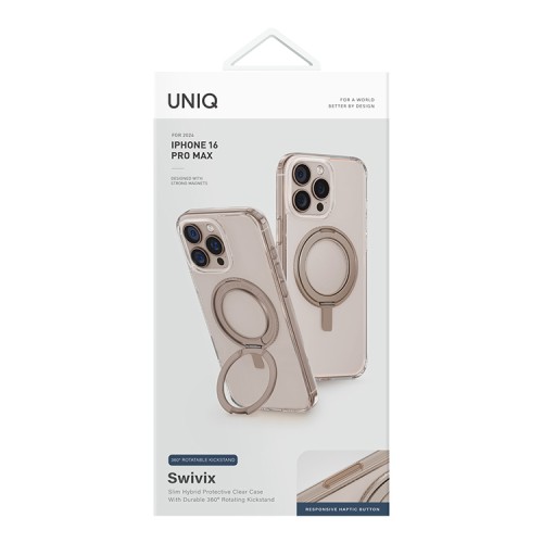 Uniq для iPhone 16 Pro Max чехол Swivix with 360-Rotating stand Taupe Gold (Magsafe)