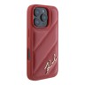 Karl Lagerfeld для iPhone 16 Pro чехол PU Quilted Signature metal logo Hard Red