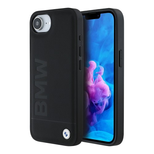 BMW для iPhone 16e чехол Signature Leather Logo imprint Metal logo Hard Black