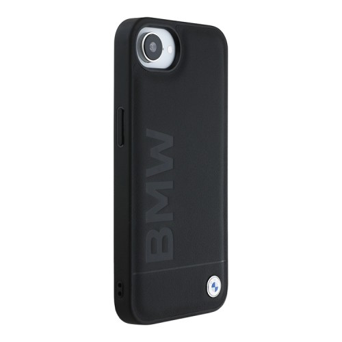 BMW для iPhone 16e чехол Signature Leather Logo imprint Metal logo Hard Black