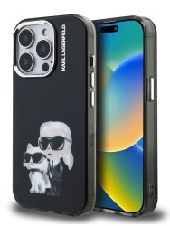 Karl Lagerfeld для iPhone 15 Pro Max чехол PC/TPU Aquarelle Karl & Choupette Black