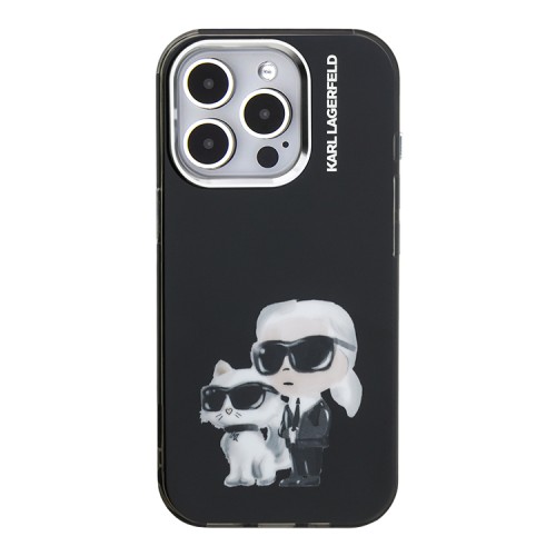 Karl Lagerfeld для iPhone 15 Pro Max чехол PC/TPU Aquarelle Karl & Choupette Black