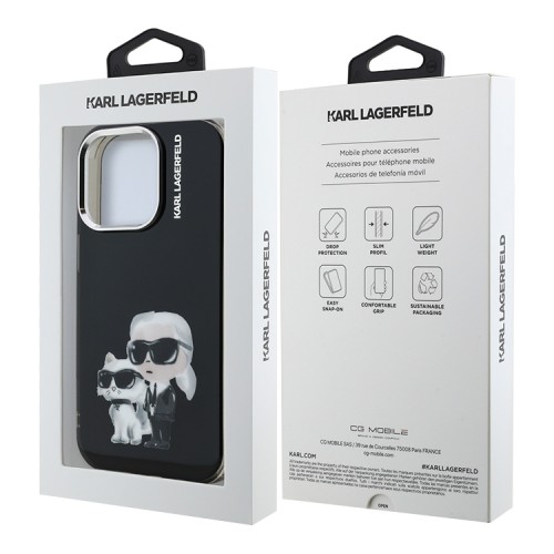 Karl Lagerfeld для iPhone 15 Pro Max чехол PC/TPU Aquarelle Karl & Choupette Black