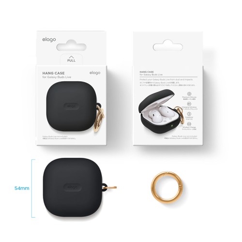 Силиконовый чехол Elago Silicone Hang case для Galaxy Buds 2/Live/Pro/FE, черный
