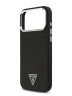 Guess для iPhone 17 Pro Max чехол Fixed Glitters Tringle metal logo Silver cam Hard Black (MagSafe)