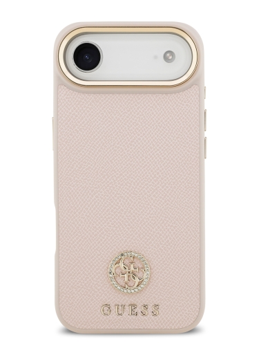 Guess для iPhone Air чехол PU Grained 4G Diamond metal logo Gold camera Hard Pink (MagSafe)