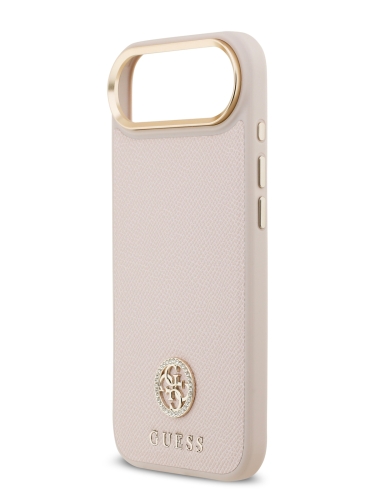 Guess для iPhone Air чехол PU Grained 4G Diamond metal logo Gold camera Hard Pink (MagSafe)