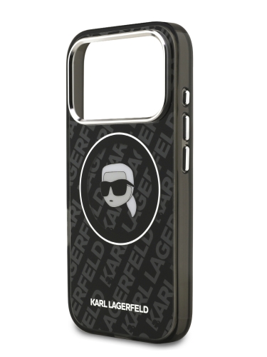 Karl Lagerfeld для iPhone 17 Pro чехол IML Karl Head on logo Metal Cam Hard Black (MagSafe)