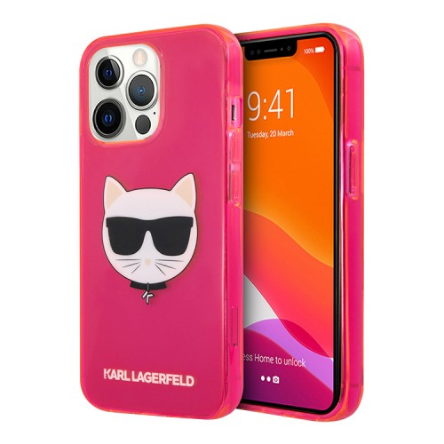 Чехол Karl Lagerfeld TPU FLUO Choupette Hard для iPhone 13 Pro, розовый