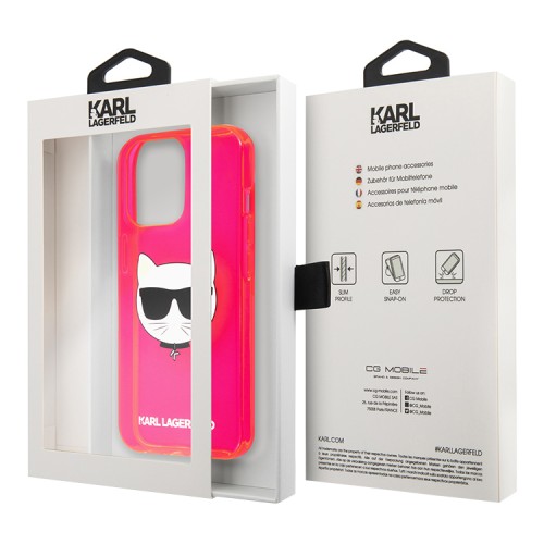 Чехол Karl Lagerfeld TPU FLUO Choupette Hard для iPhone 13 Pro, розовый