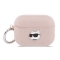 Karl Lagerfeld для Airpods Pro 3 чехол PU Saffiano Monogram with ring NFT Metal Head Choupette Pink