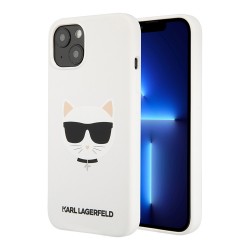 Чехол Karl Lagerfeld Liquid silicone Choupette Hard для iPhone 13 mini, белый