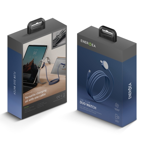 Energea Кабель FLOW Duo Watch USB-C to USB-C + Watch PD60W/480Mbps Nanoweave Blue 1.5m