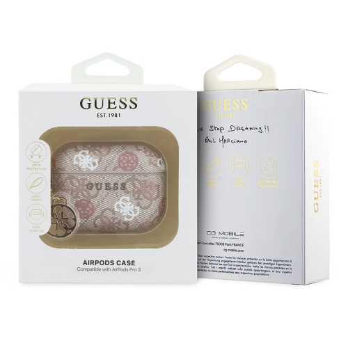 Guess для Airpods Pro 3 чехол PU 4G Colored Peony with 4G Charm Pnk