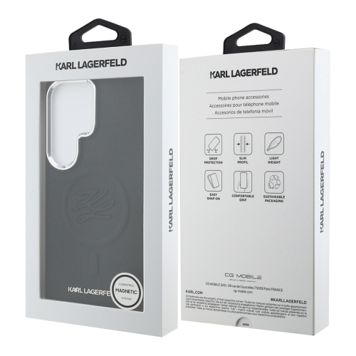 Karl Lagerfeld для Galaxy S26 Ultra чехол PU Debossed Initials Metal camera Hard Black (MagSafe)