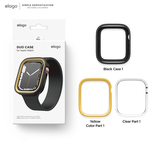 Чехол Elago DUO case для Apple Watch 6/7/8-series 41/40 мм, черный/желтый