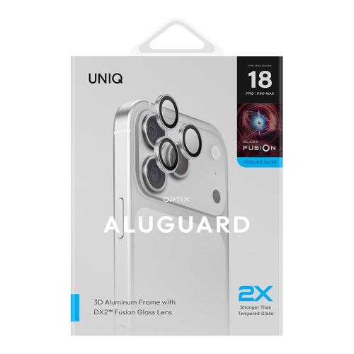 Uniq стекло для iPhone 18 Pro/18 Pro Max OPTIX Camera Lens AluGuard Sterling Silver