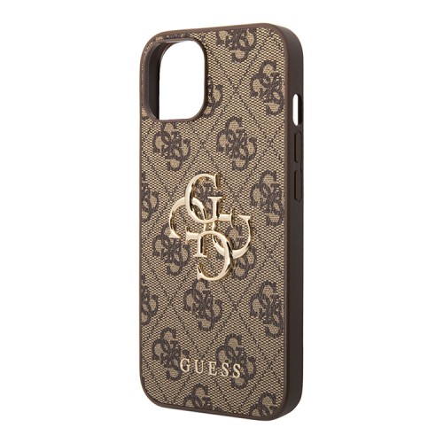 Чехол Guess 4G Big metal logo Hard для iPhone 14, коричневый